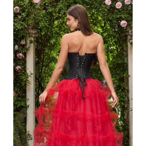 Women's Black Corset Tops Bustier Lingerie Lace Waist Push Up Bodysuit - Picture 4 of 8